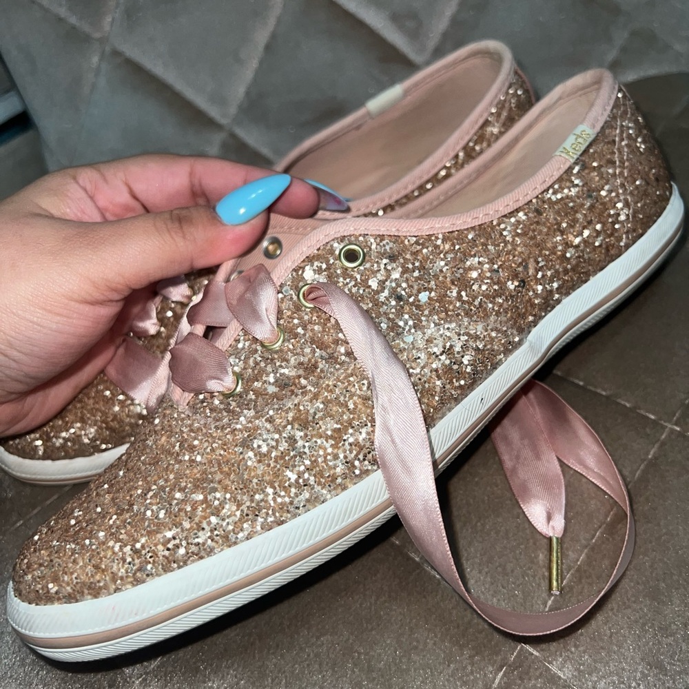 PINK SPARKLY/GLITTER SLIP ON KEDS x KATE SPADE